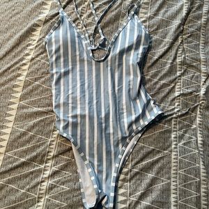 Plunging / Strappy One Piece Swimsuit